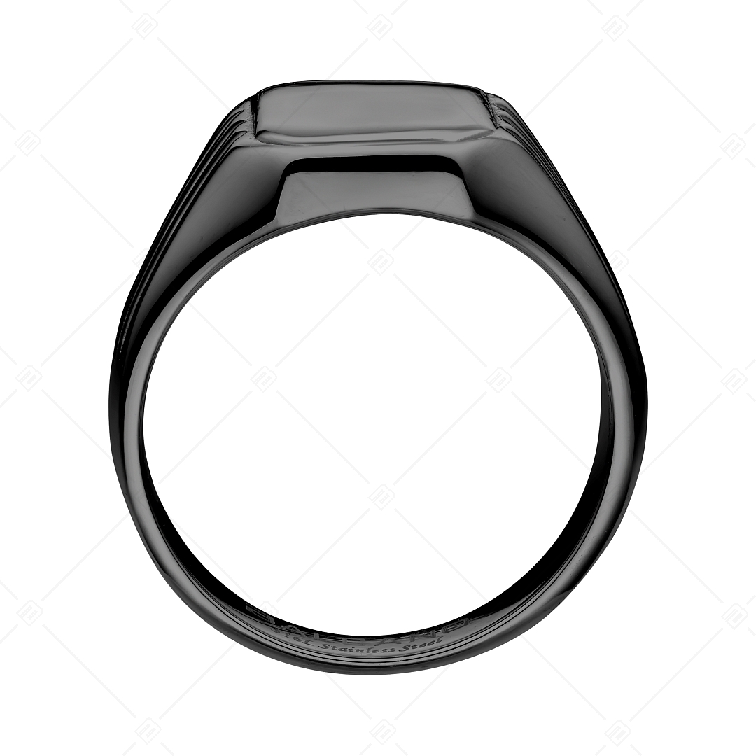 BALCANO - Achilles / Engravable Signet Ring, Black PVD Plated (042105BL11)