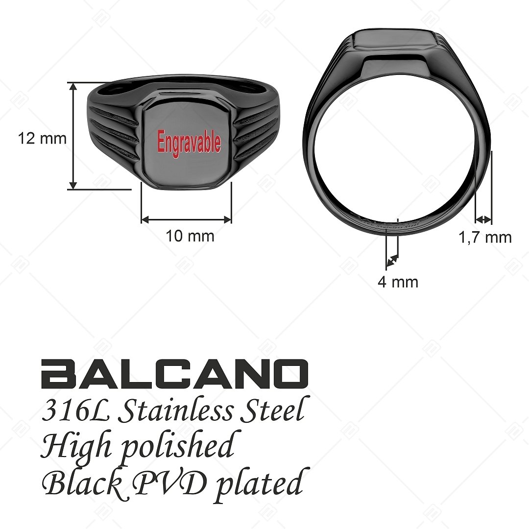 BALCANO - Achilles / Gravierbarer Siegelring mit schwarzer PVD-Beschichtung (042105BL11)