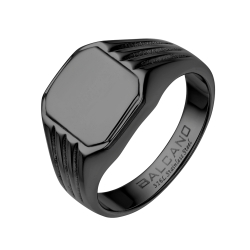 BALCANO - Achilles / Engravable Signet Ring, Black PVD Plated