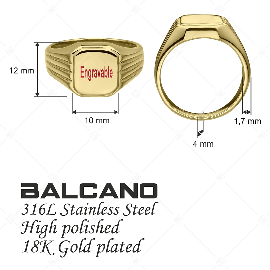 BALCANO - Achilles / Engravable Signet Ring, 18K Gold Plated (042105BL88)