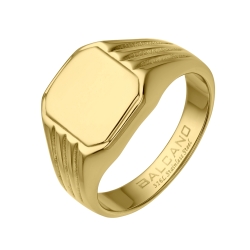 BALCANO - Achilles / Engravable Signet Ring, 18K Gold Plated