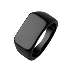 BALCANO - Bernhard / Engravable signet ring, black PVD plated