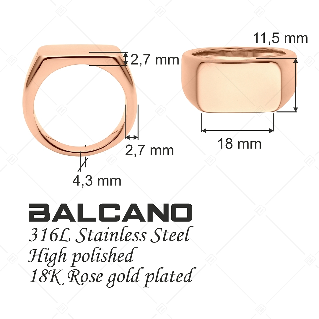 BALCANO - Bernhard / Gravierbarer Siegel Ring, 18K rosévergoldet (042106BL96)