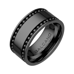 BALCANO - Bolas / Gravierbarer Kugelkette Edelstahl Ring mit schwarzer PVD-Beschichtung