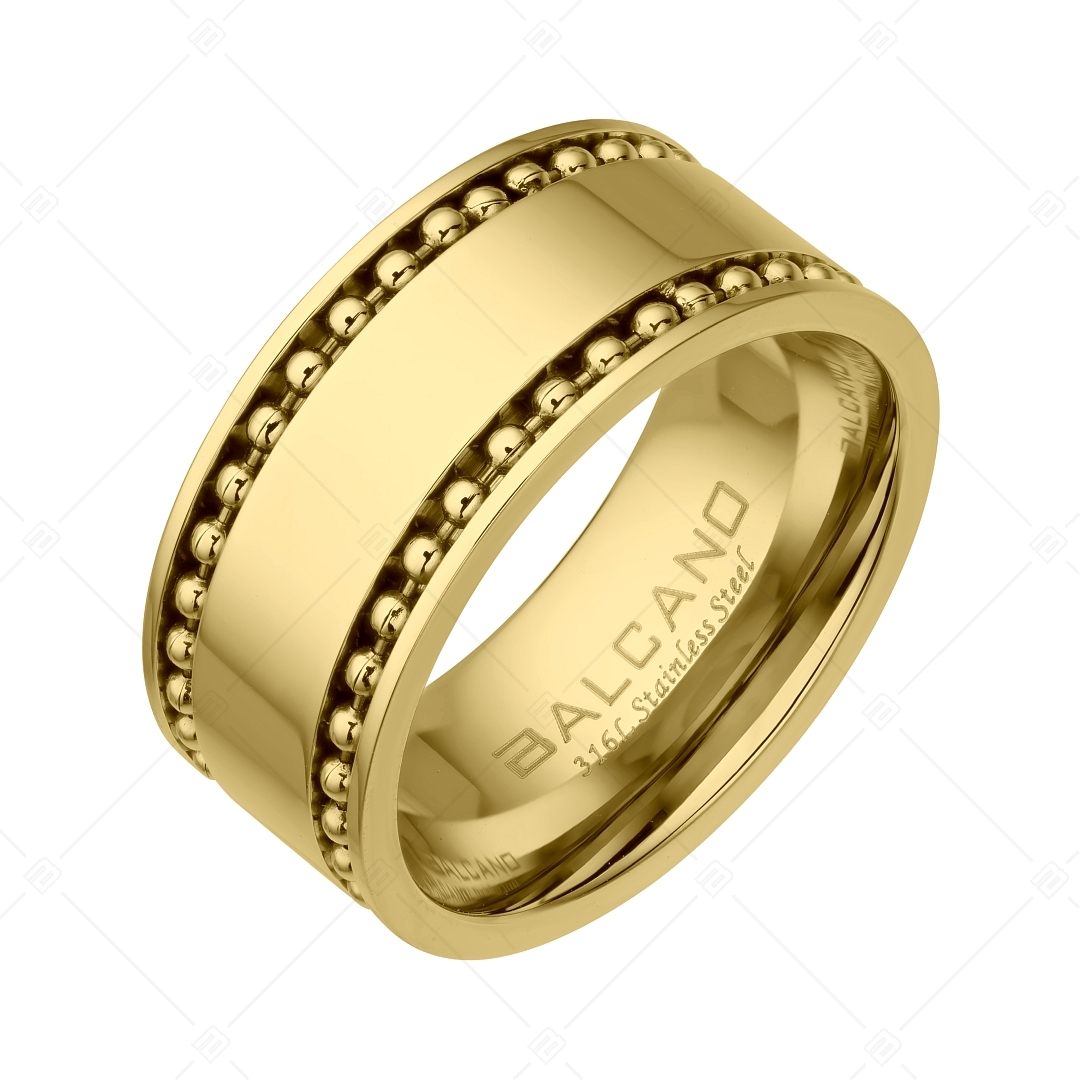BALCANO - Bolas / Gravierbarer Kugelkette Edelstahl Ring mit 18K Gold Beschichtung (042107BL88)