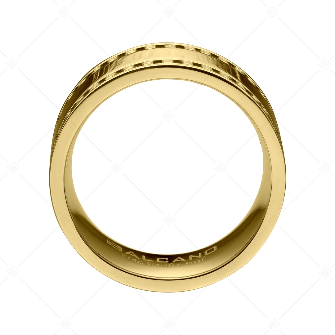 BALCANO - Bolas / Gravierbarer Kugelkette Edelstahl Ring mit 18K Gold Beschichtung (042107BL88)