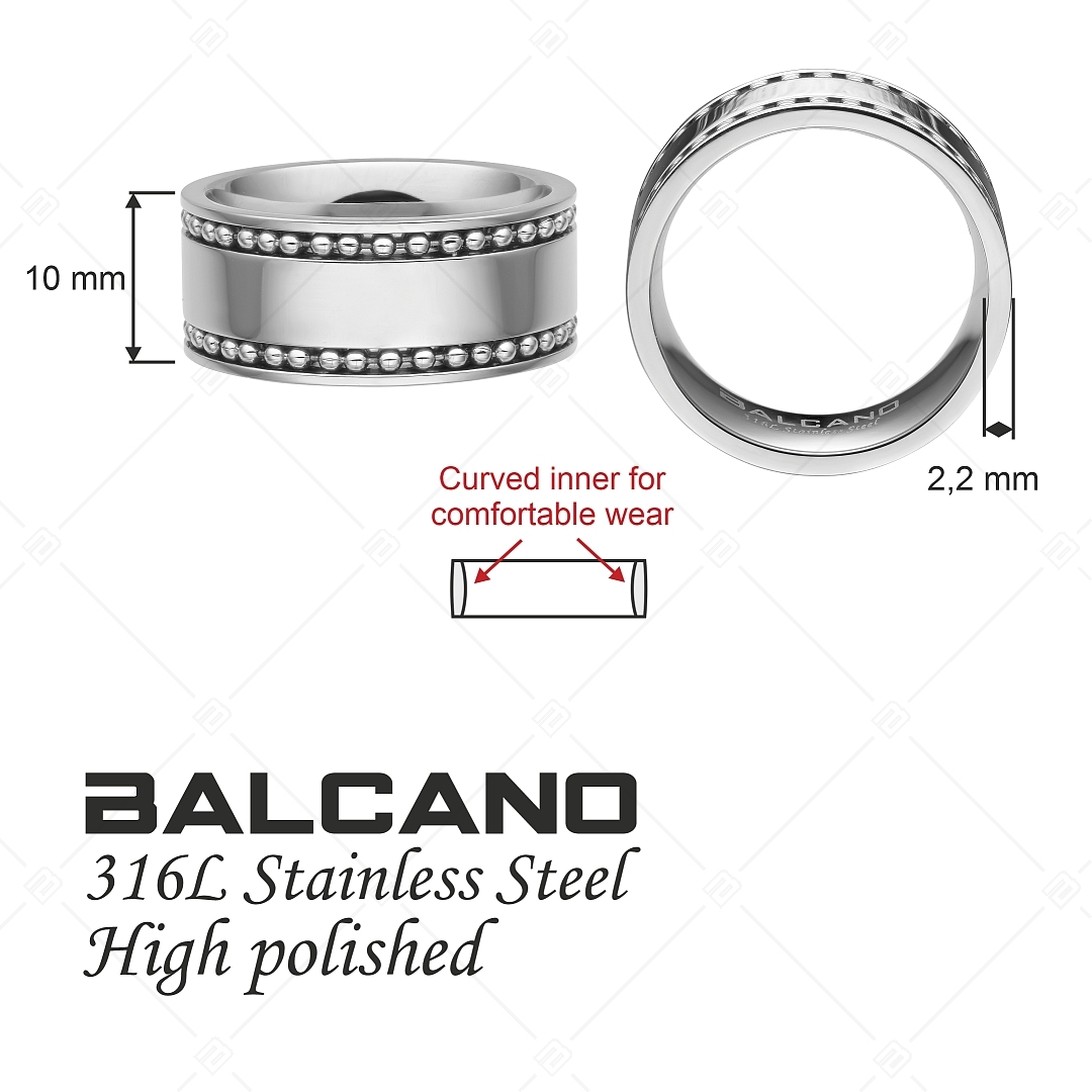 BALCANO - Bolas / Bague chaîne à boules en acier inoxydable gravable avec hautement polie (042107BL97)