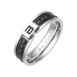BALCANO - Constantin / Stainless Steel Ring With Black Zirconia Gemstones, High Polished