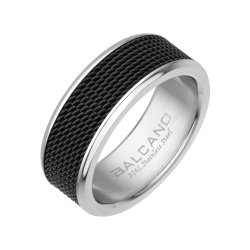 BALCANO - Reel / Edelstahl Ring mit Hochglanzpolierung und mit schwarzer PVD-Beschichtung