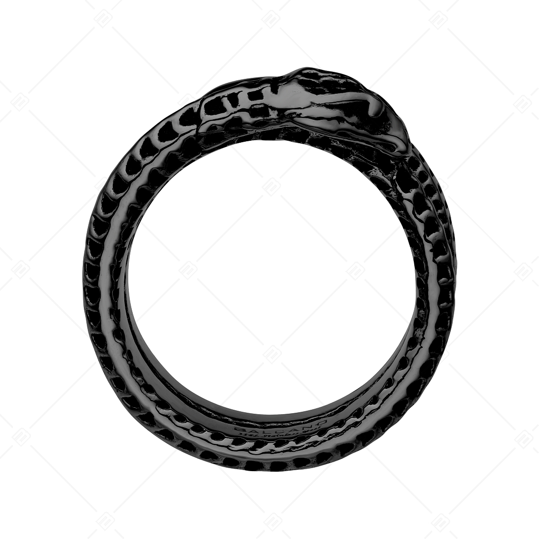 BALCANO - Serpent / Snake Shaped Stainless Steel Ring Black PVD Plated (042110BL11)