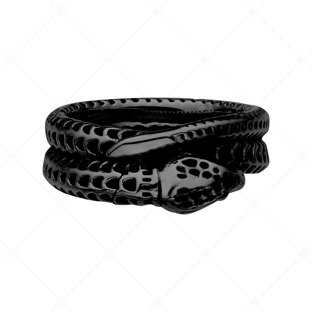 BALCANO - Serpent / Bague en acier inoxydable en forme de serpent, plaqué PVD noir (042110BL11)