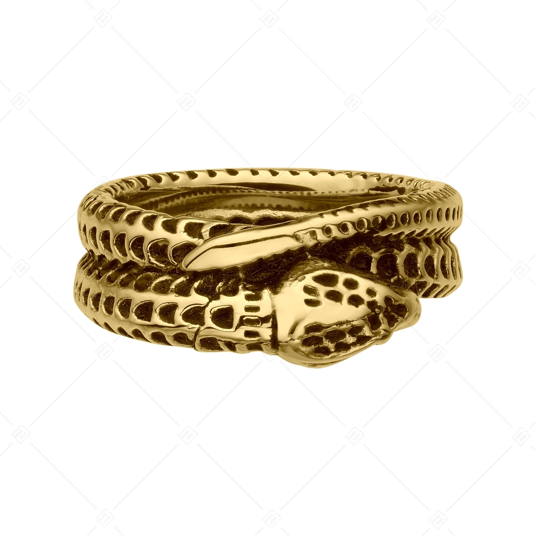 BALCANO - Serpent / Snake Shaped Stainless Steel Ring 18K Gold Plated (042110BL88)