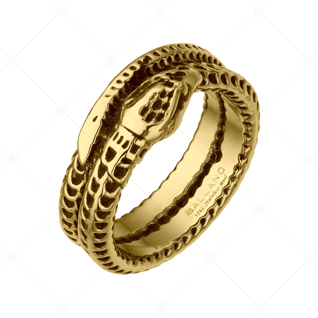 BALCANO - Serpent / Snake Shaped Stainless Steel Ring 18K Gold Plated (042110BL88)