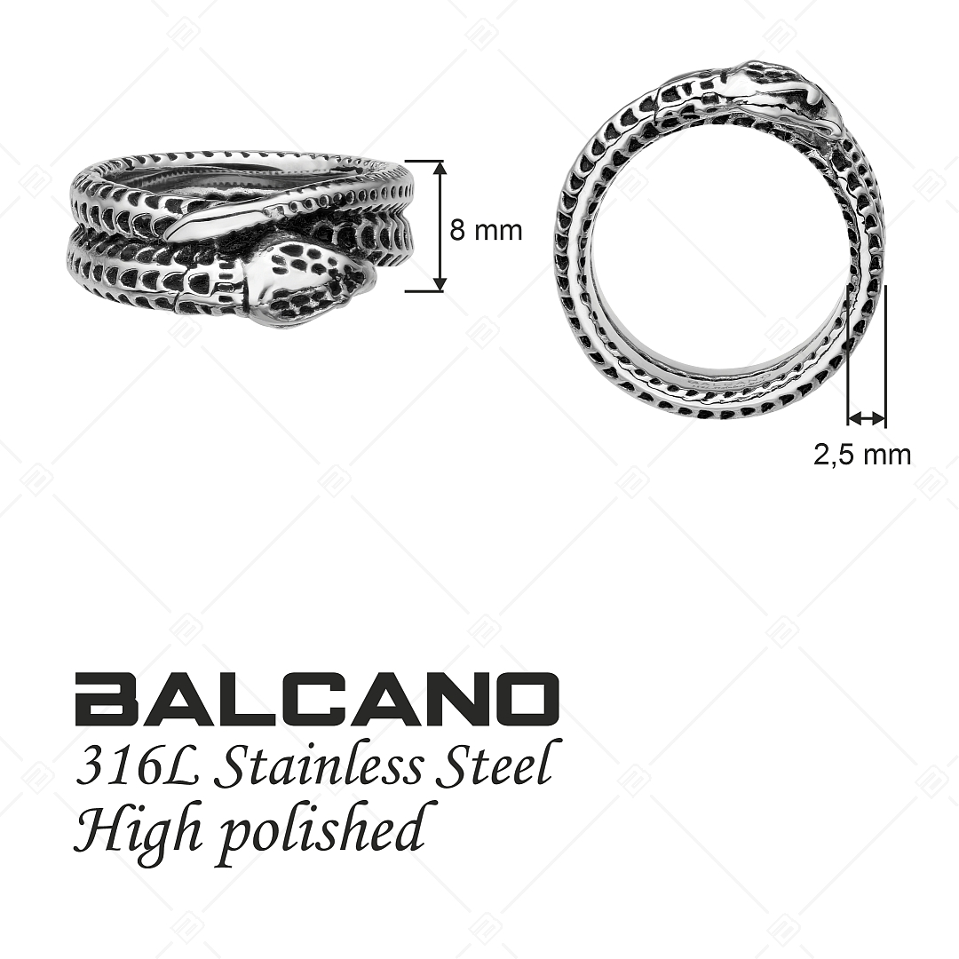 BALCANO - Serpent / Bague en acier inoxydable en forme de serpent, avec hautement polie (042110BL97)