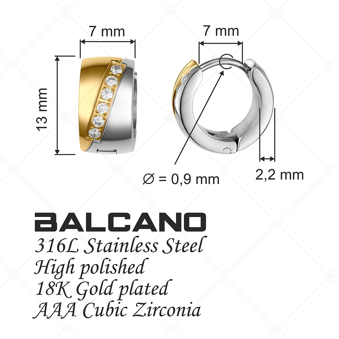 BALCANO - Regal / Boucles d'oreilles en acier inoxydable plaqué or 18K avec pierres de zircone (112012ZY88)
