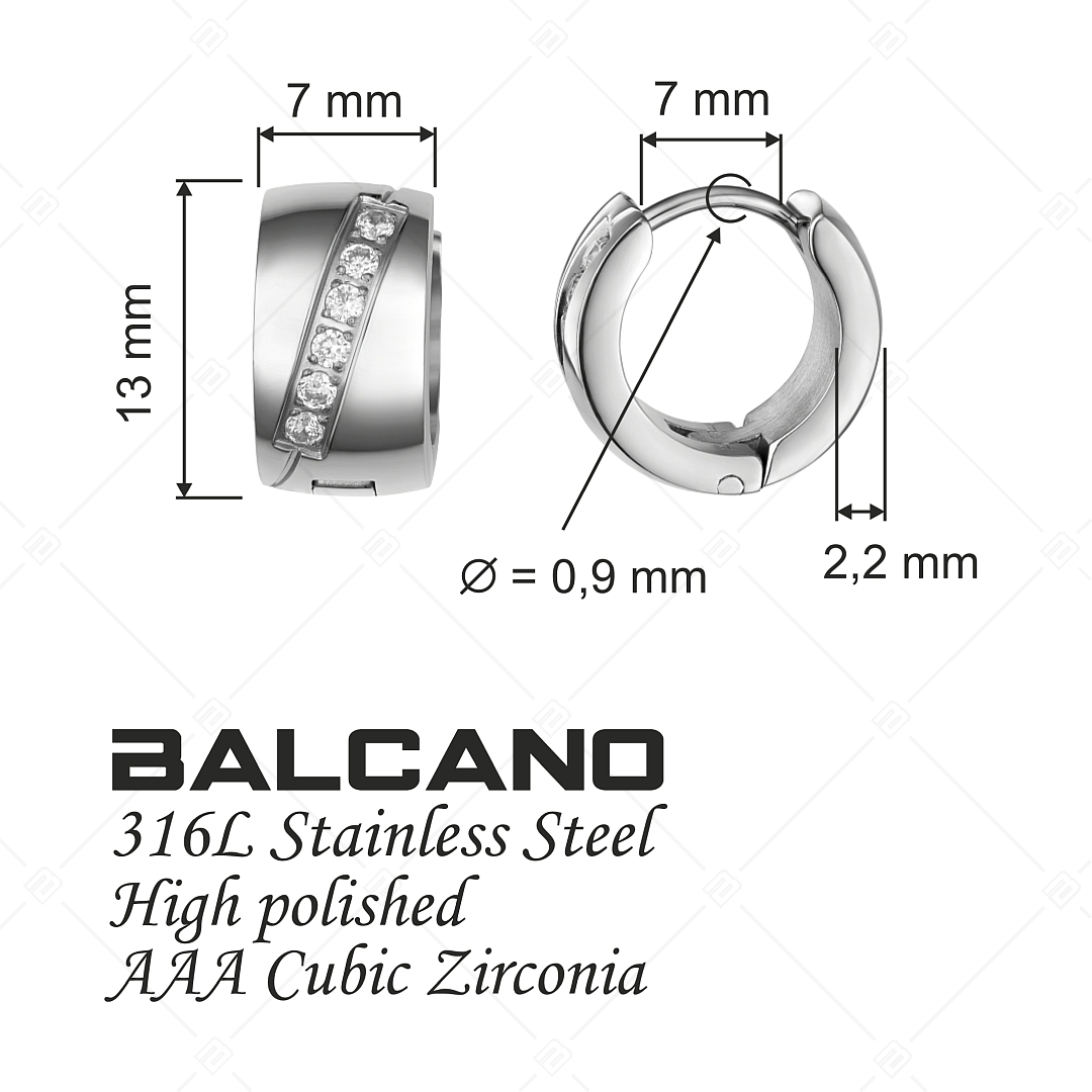BALCANO - Regal / Boucles d'oreilles en acier inoxydable avec une finition polie avec pierres de zircone (112012ZY97)