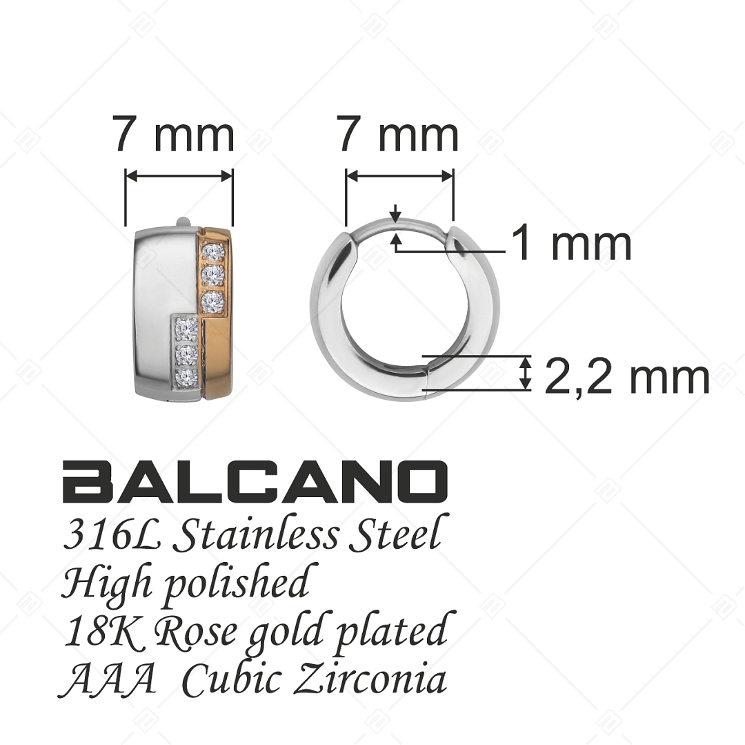 BALCANO - Aurora / Boucles d'oreilles en acier inoxydable plaqué or rose 18K et pierres de zircon cubique (112013ZY00)