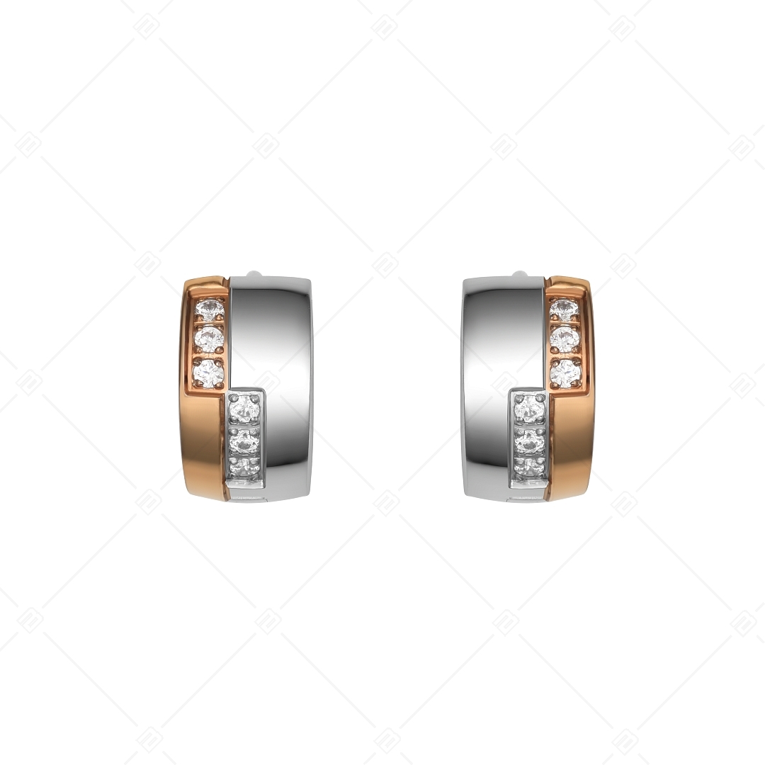 BALCANO - Aurora / Boucles d'oreilles en acier inoxydable plaqué or rose 18K et pierres de zircon cubique (112013ZY00)