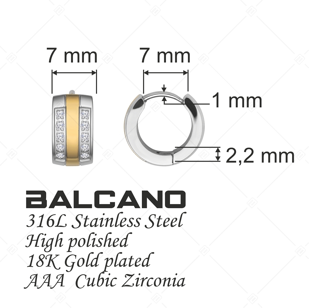 BALCANO - Iris / Boucles d'oreilles en acier inoxydable plaqué or 18K et pierres de zirconium cubique (112014ZY00)