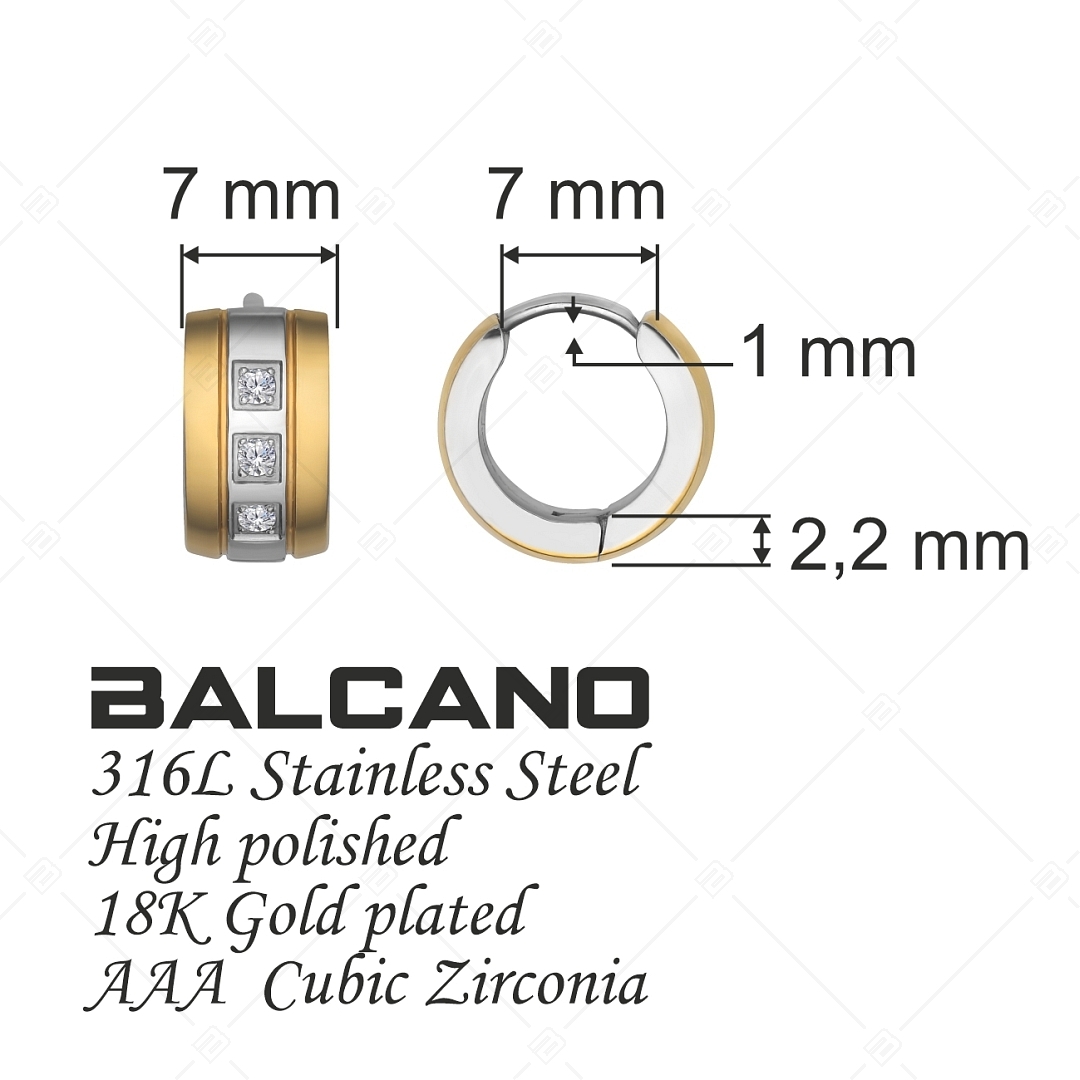 BALCANO - Camino / Stainless steel earrings with 18K gold plating and cubic zirconia gemstones (112015ZY00)