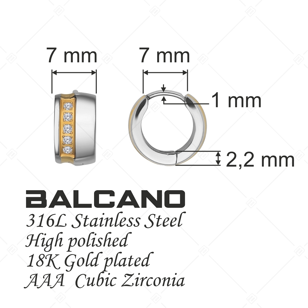 BALCANO - Sendero / Boucles d'oreilles en acier inoxydable avec plaqué or 18K et pierres de zircone (112016ZY00)