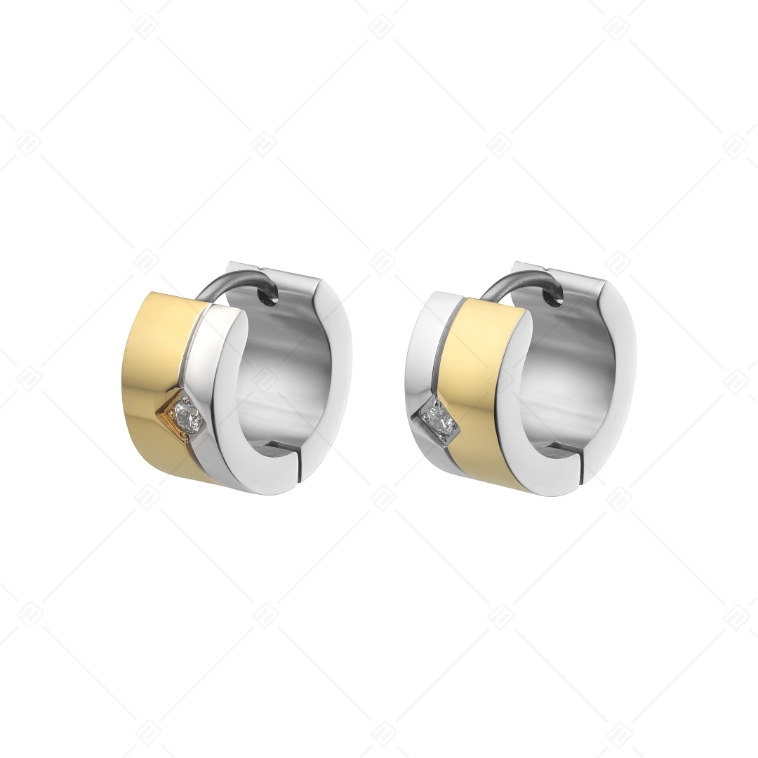 BALCANO - Simile / Boucles d'oreilles en acier précieux, plaqué or 18K, avec pierres en zirconium. (112018ZY00)