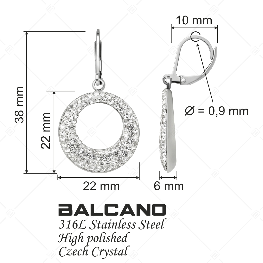 BALCANO - Sole / Boucles d'oreilles rondes en acier inoxydable avec des cristaux (141001BC00)