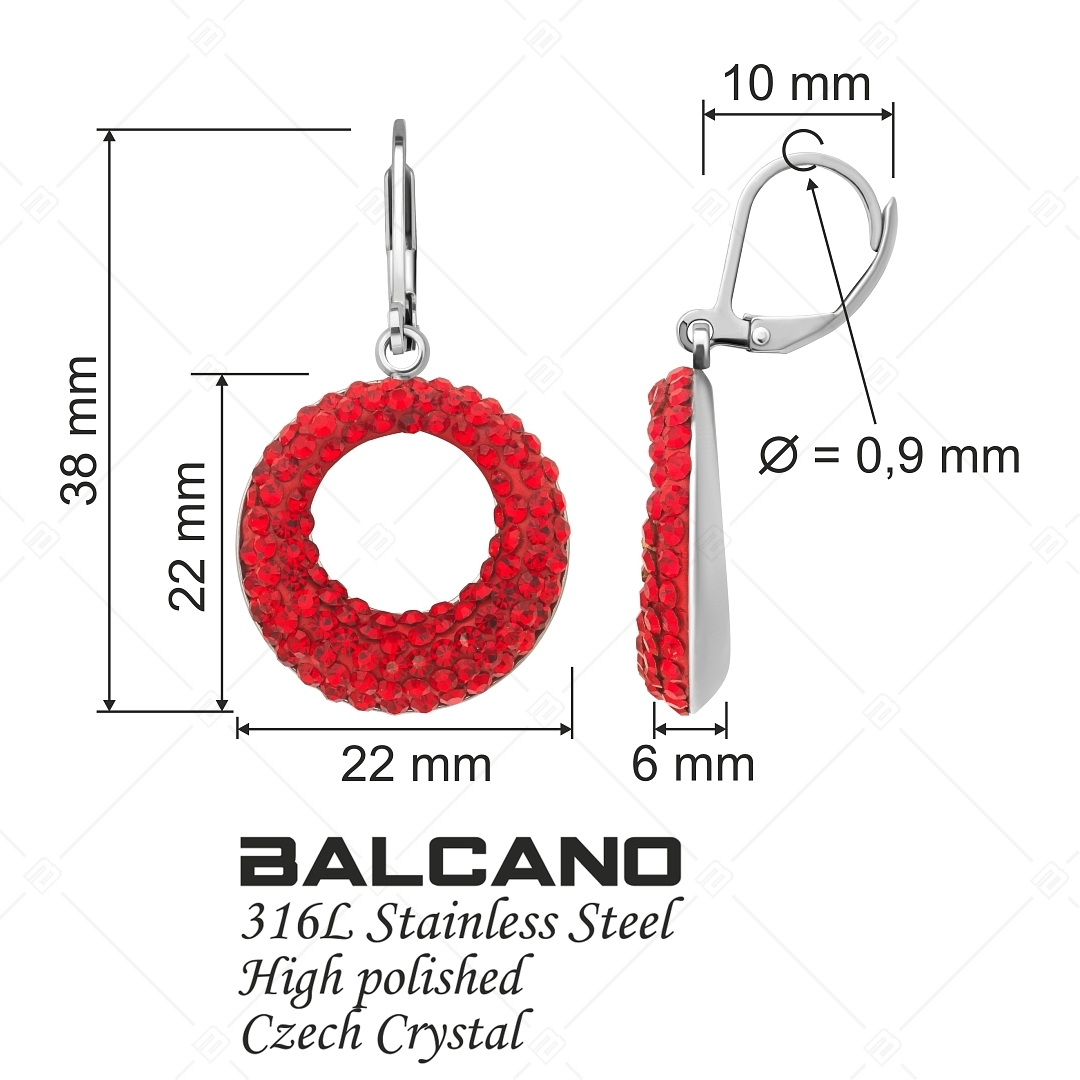 BALCANO - Sole / Boucles d'oreilles rondes en acier inoxydable avec des cristaux (141001BC22)