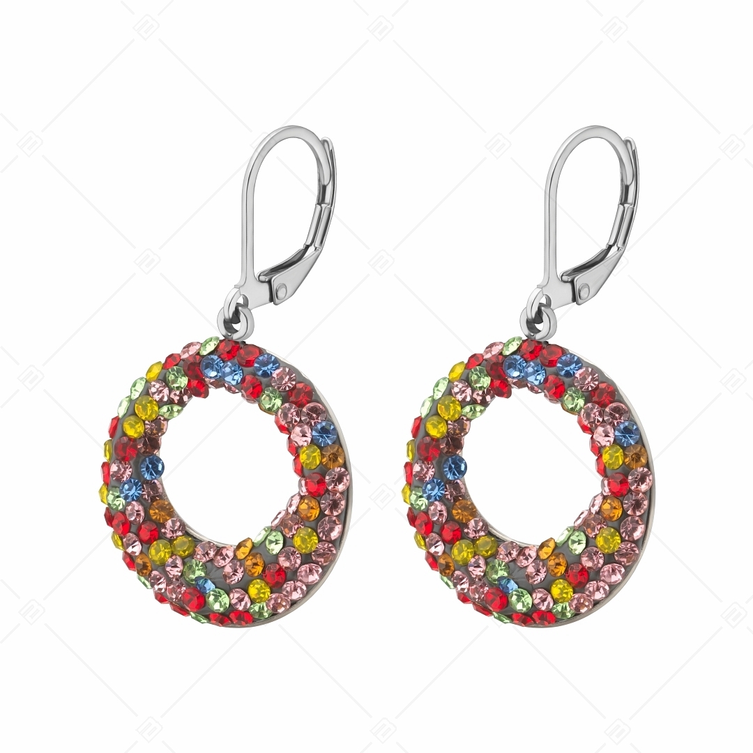 BALCANO - Sole / Round Stainless Steel Earrings With Crystals (141001BC89)
