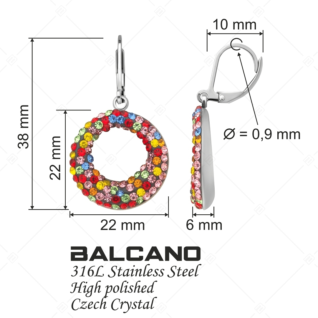 BALCANO - Sole / Boucles d'oreilles rondes en acier inoxydable avec des cristaux (141001BC89)