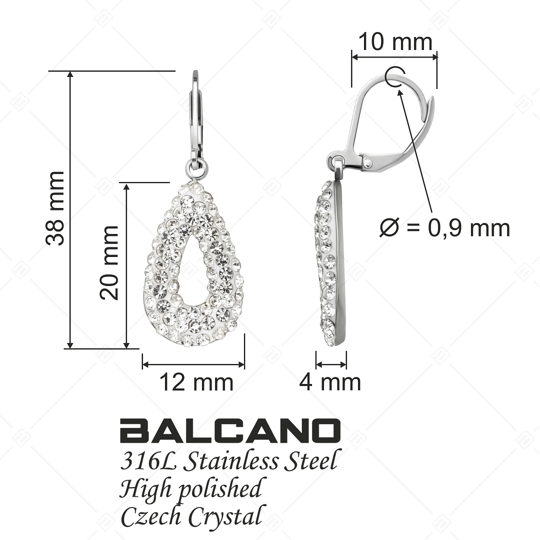 BALCANO - Goccia / Boucles d'oreilles en forme de goutte en acier inoxydable avec des cristaux (141002BC00)