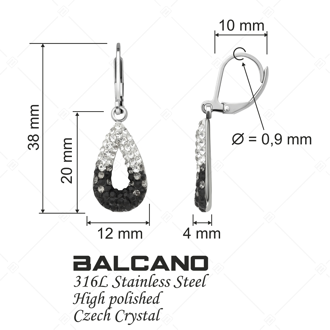 BALCANO - Goccia / Boucles d'oreilles en forme de goutte en acier inoxydable avec des cristaux (141002BC01)