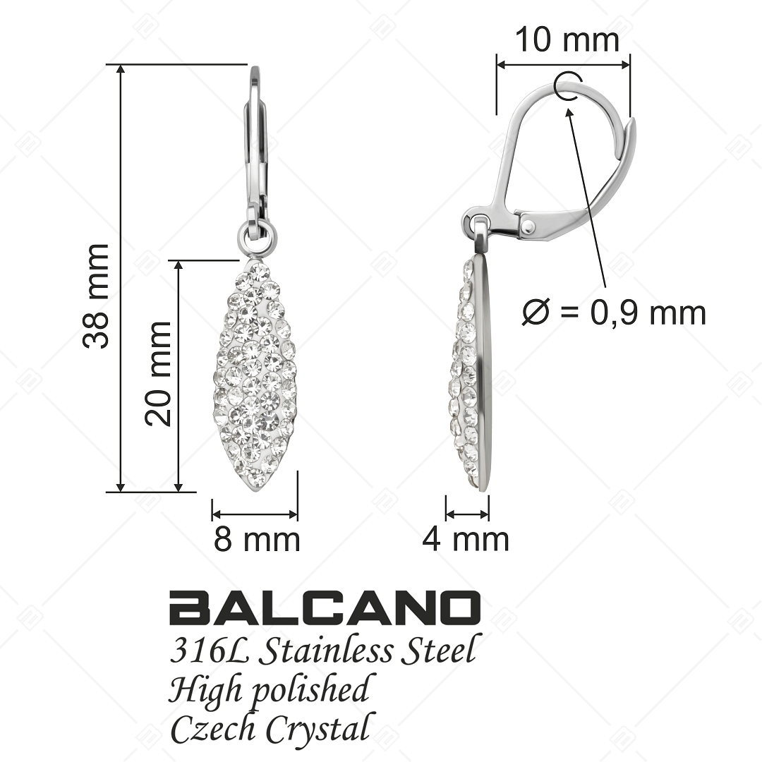 BALCANO - Avena / Boucles d'oreilles en acier inoxydable en forme de grains d'avoine avec des cristaux (141003BC00)