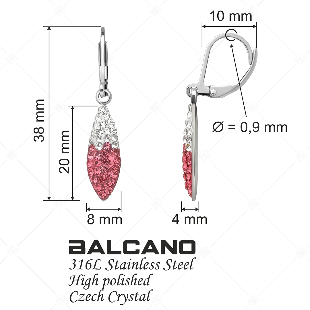 BALCANO - Avena / Boucles d'oreilles en acier inoxydable en forme de grains d'avoine avec des cristaux (141003BC92)