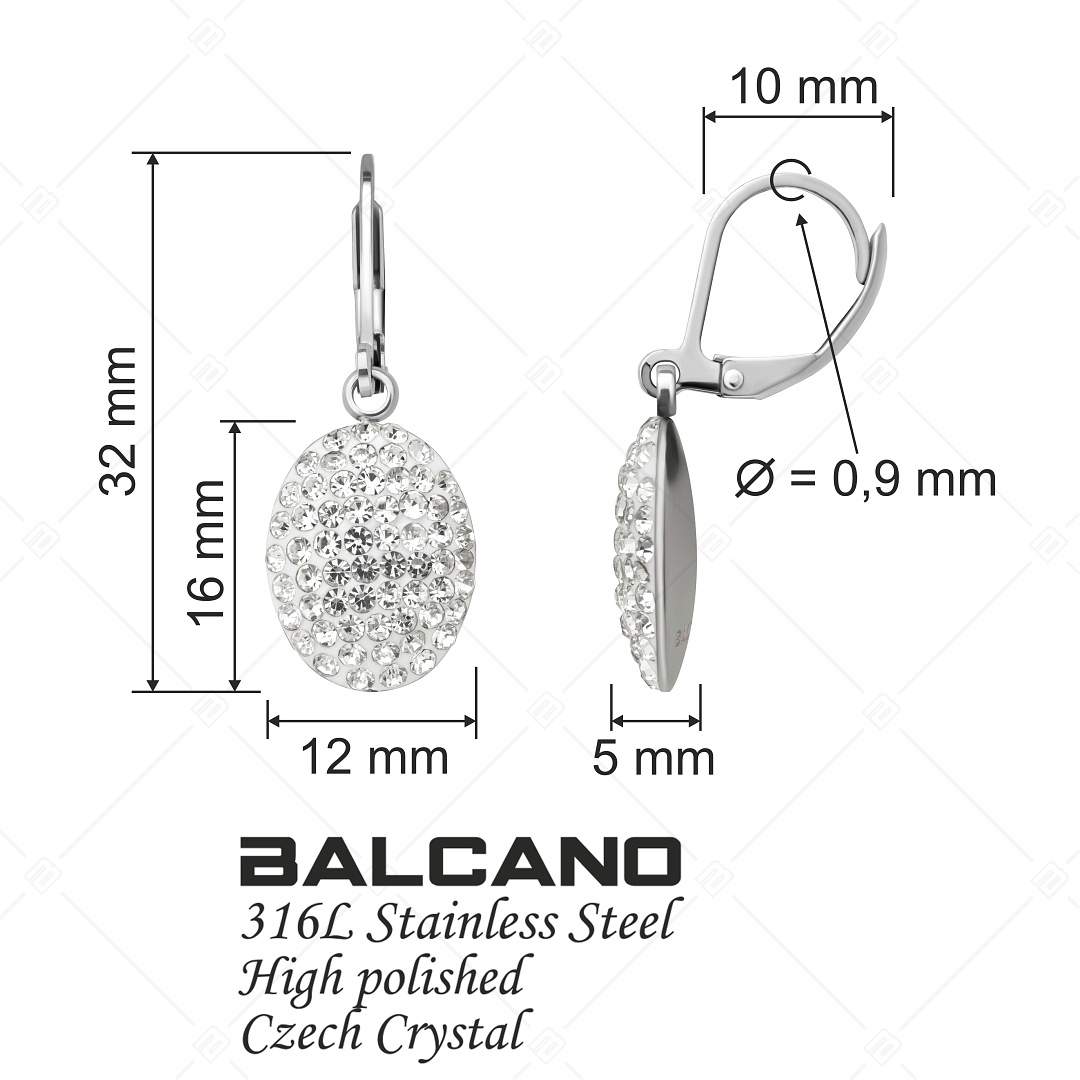 BALCANO - Oliva / Boucles d'oreilles ovales en acier inoxydable avec des cristaux (141004BC00)