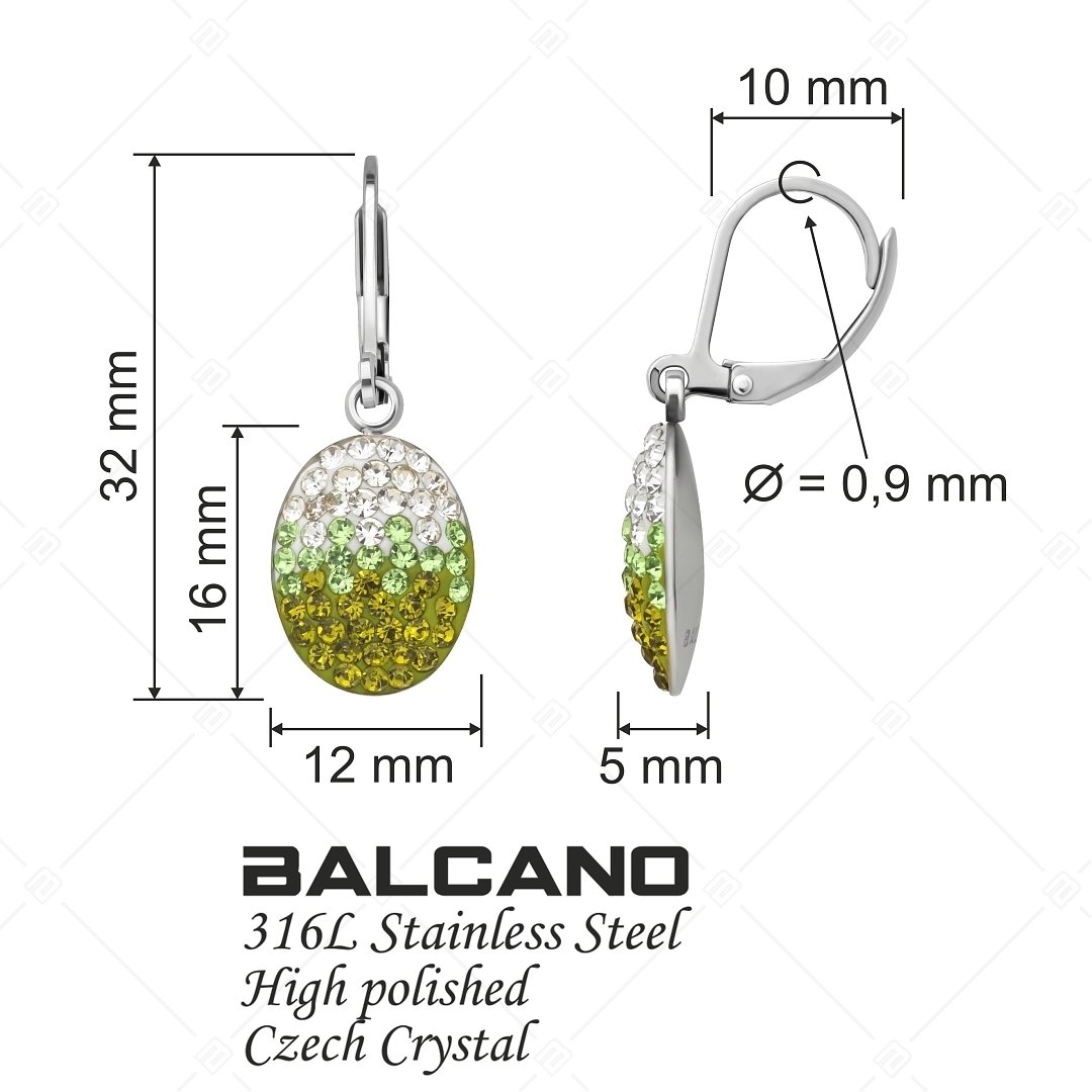 BALCANO - Oliva / Boucles d'oreilles ovales en acier inoxydable avec des cristaux (141004BC03)