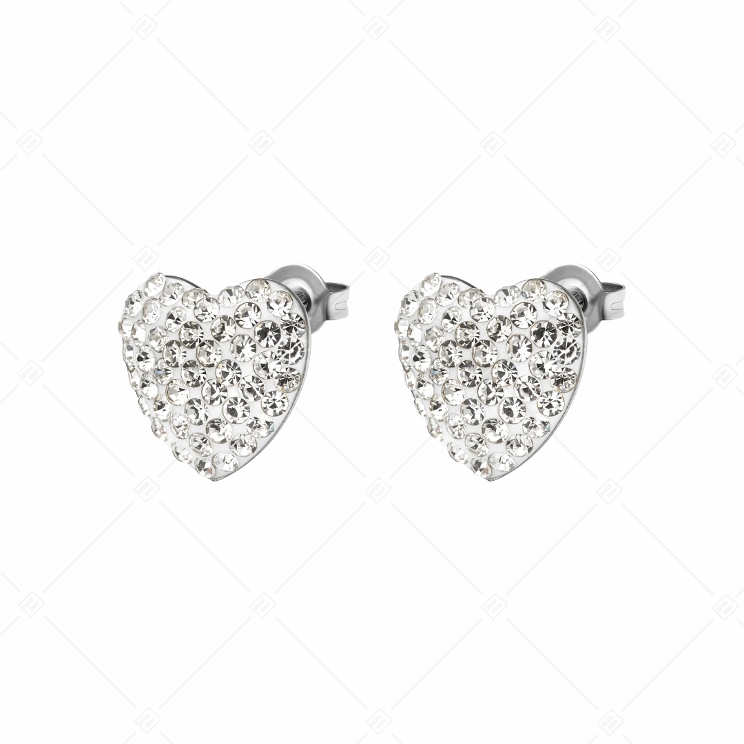 BALCANO - Cuore / Heart Shaped Stainless Steel Earrings With Crystals (141005BC00)