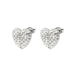 BALCANO - Cuore / Heart Shaped Stainless Steel Earrings With Crystals