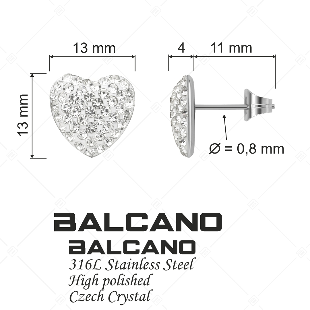 BALCANO - Cuore / Herzförmige Edelstahl Ohrringe mit Kristallen (141005BC00)