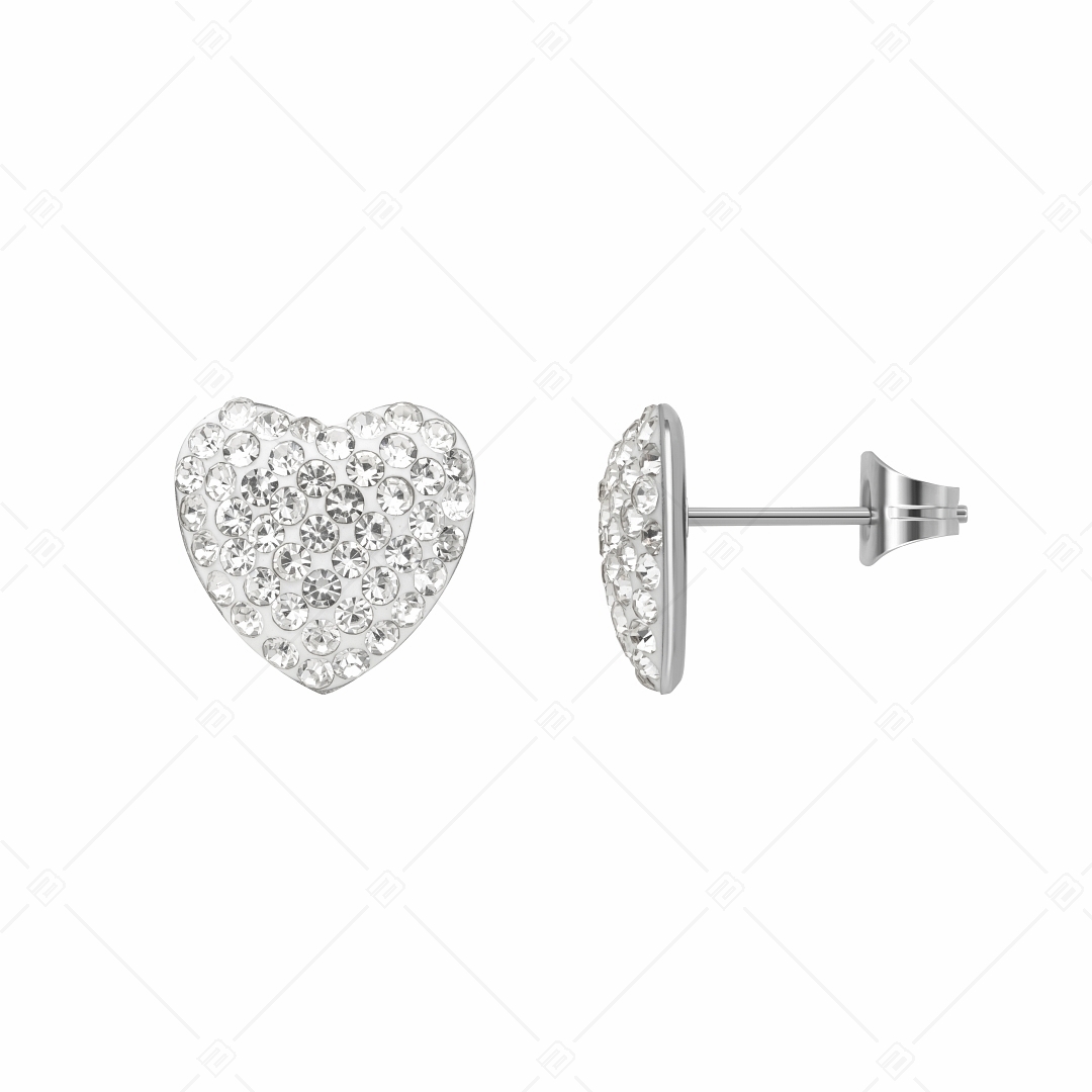 BALCANO - Cuore / Herzförmige Edelstahl Ohrringe mit Kristallen (141005BC00)