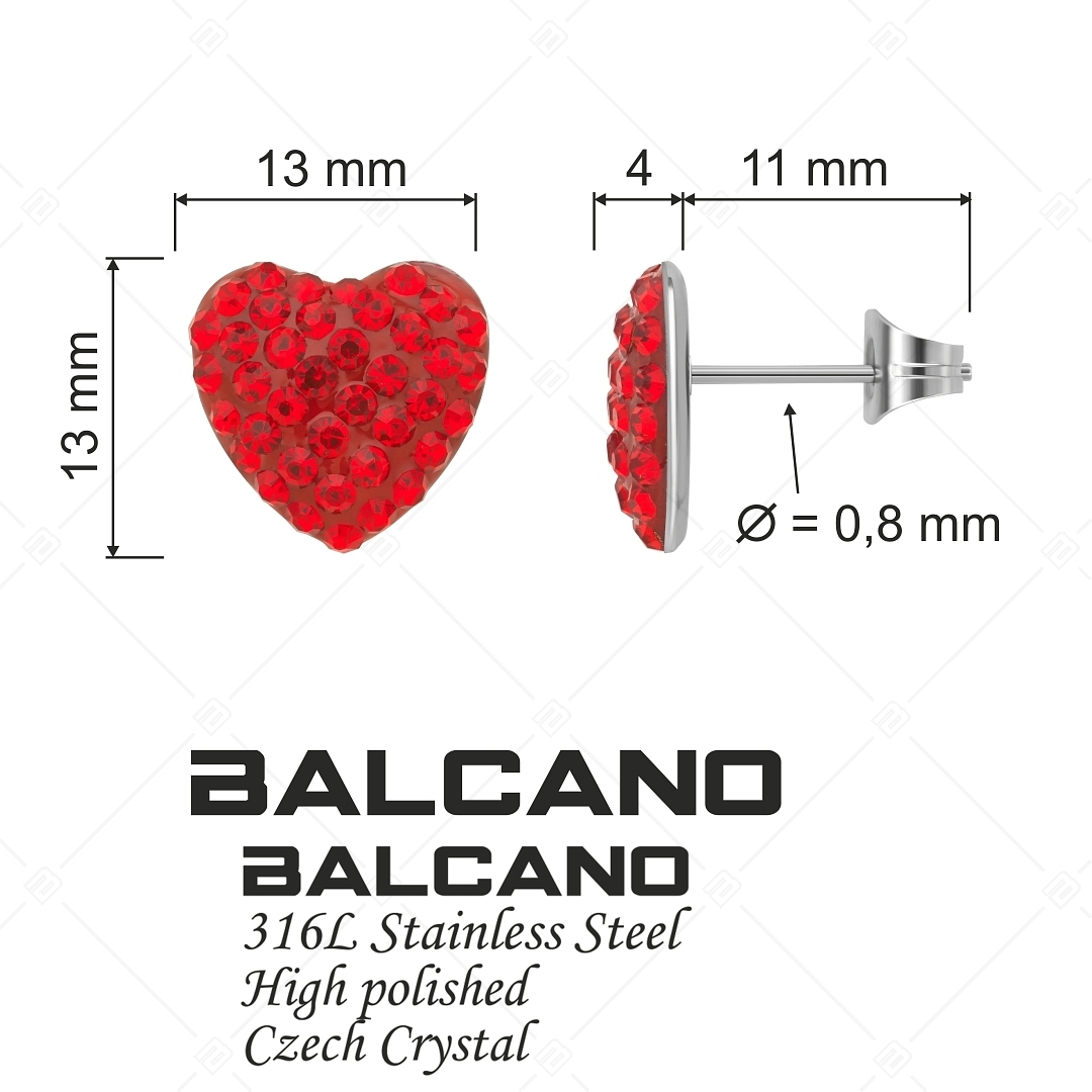 BALCANO - Cuore / Herzförmige Edelstahl Ohrringe mit Kristallen (141005BC22)