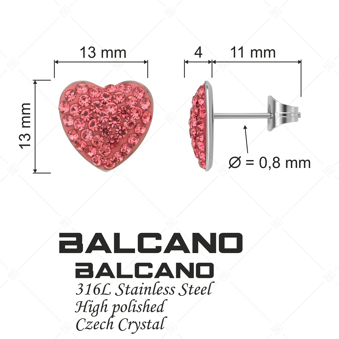 BALCANO - Cuore / Herzförmige Edelstahl Ohrringe mit Kristallen (141005BC86)