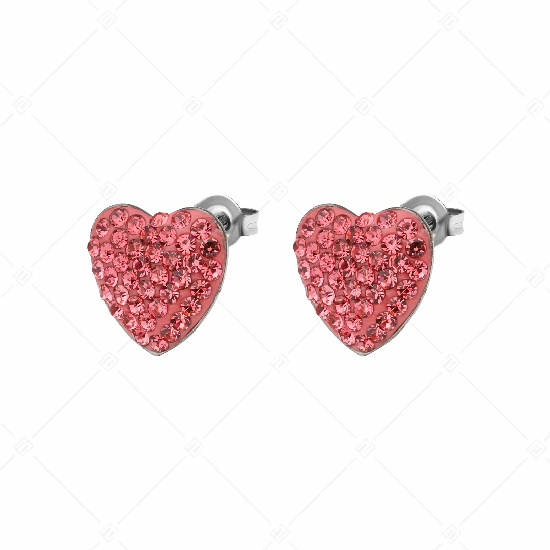 BALCANO - Cuore / Boucles d'oreilles en forme de coeur en acier inoxydable avec des cristaux (141005BC86)
