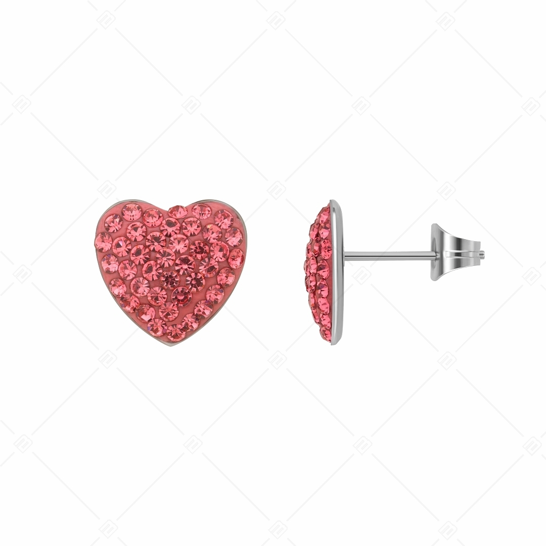 BALCANO - Cuore / Heart Shaped Stainless Steel Earrings With Crystals (141005BC86)