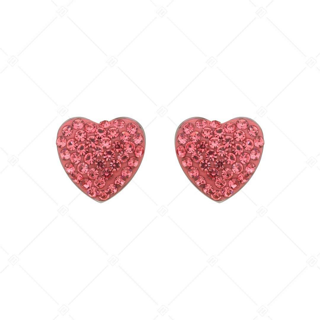 BALCANO - Cuore / Boucles d'oreilles en forme de coeur en acier inoxydable avec des cristaux (141005BC86)