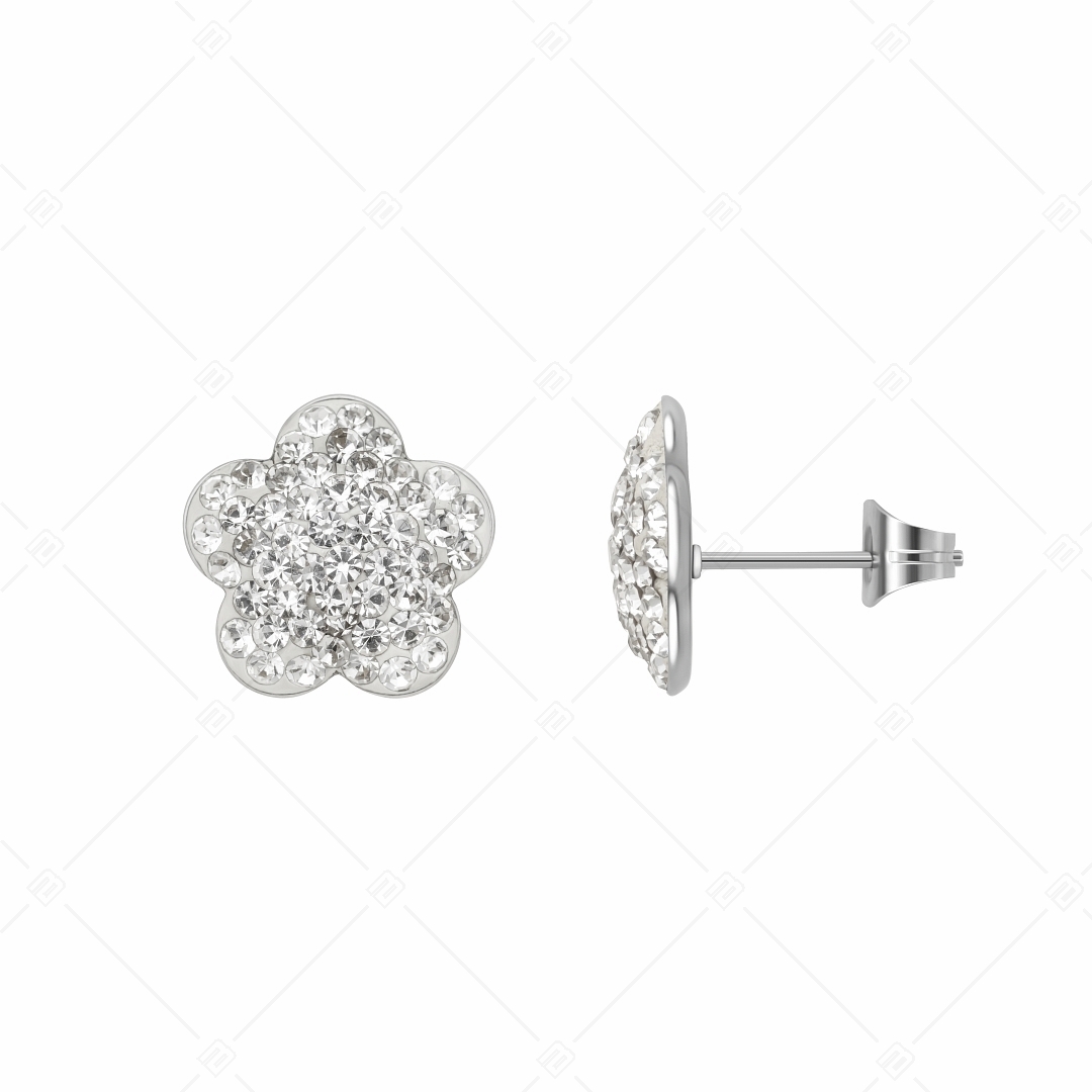 BALCANO - Fiore / Blumenförmige Edelstahl Ohrringe mit Kristallen (141006BC00)