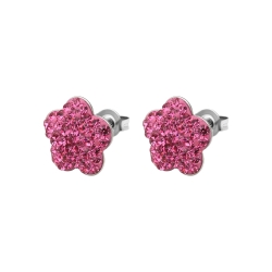 BALCANO - Fiore / Flower Shaped Stainless Steel Earrings With Crystals