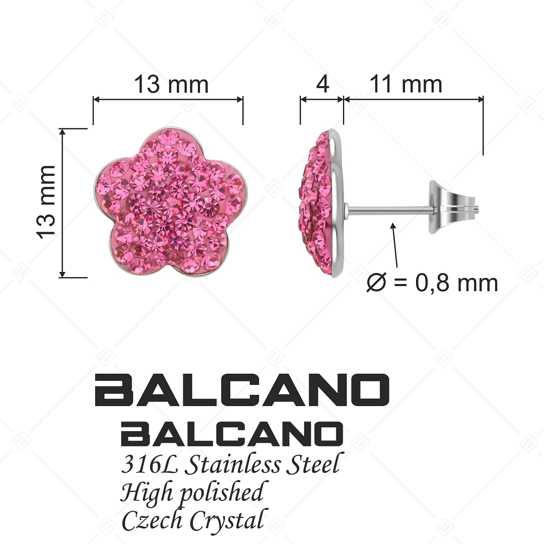 BALCANO - Fiore / Boucles d'oreilles en forme de fleur en acier inoxydable avec des cristaux (141006BC86)