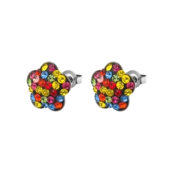 BALCANO - Fiore / Flower Shaped Stainless Steel Earrings With Crystals