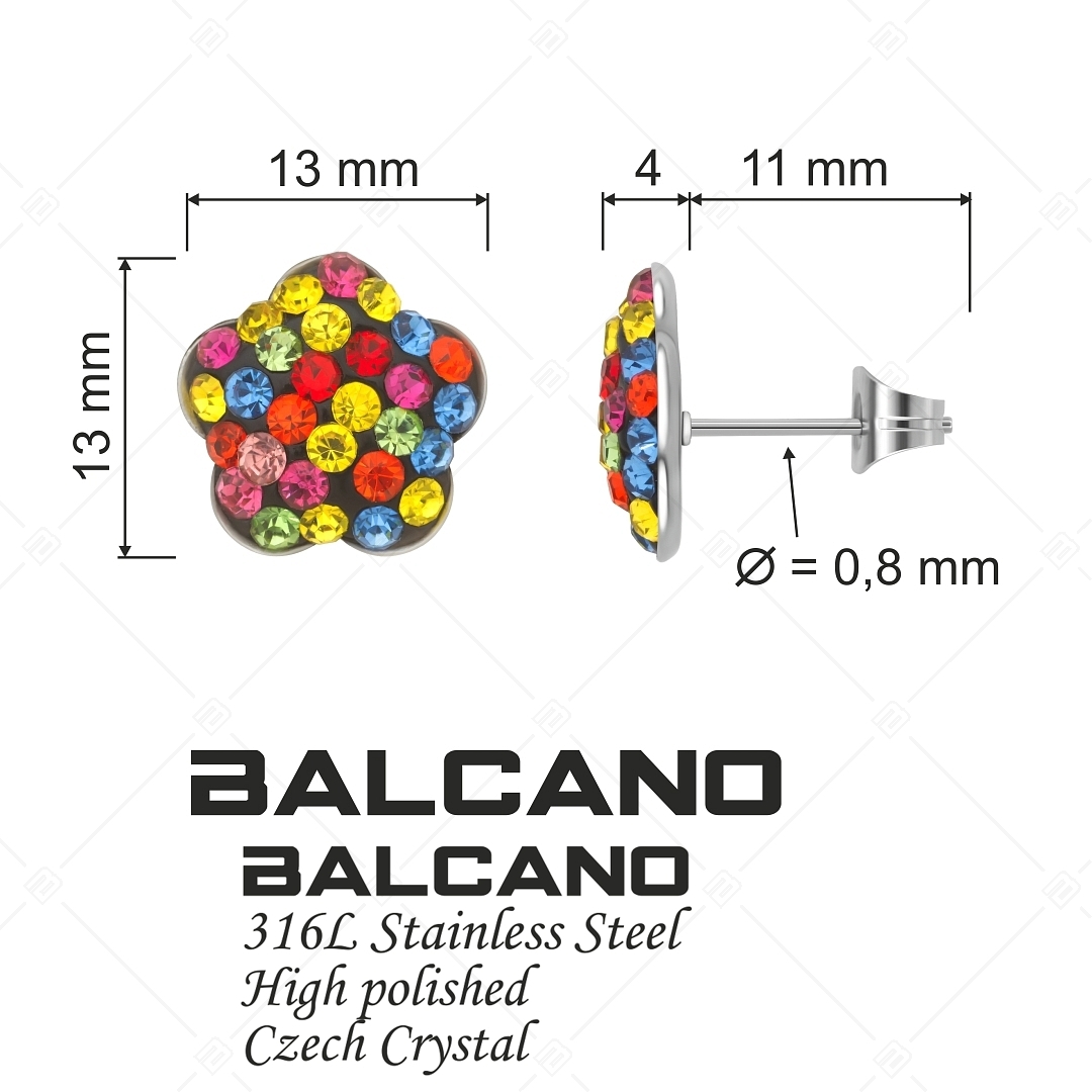 BALCANO - Fiore / Boucles d'oreilles en forme de fleur en acier inoxydable avec des cristaux (141006BC89)